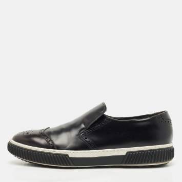 Prada Sport Navy Blue Leather Low Top Sneakers Size 45.5