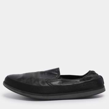 Pre Owned Prada Sports Black Leather Scrunch Slip On Sneakers Size 45