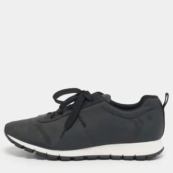Pre Owned Prada Sport Grey/Black Canvas  Trainer Lace Up Sneakers Size 43