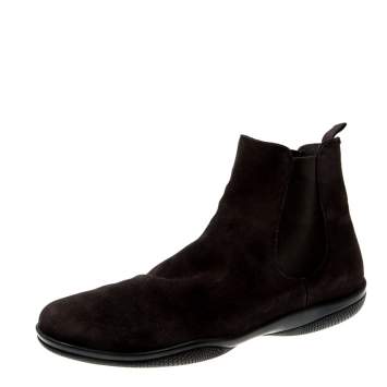 Pre Owned Prada Sport Brown Suede Slip On Chelsea Boots Size 43.5