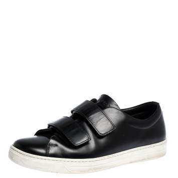 Pre Owned Prada Sport Black Leather Velcro Strap Low Top Sneakers Size 41.5