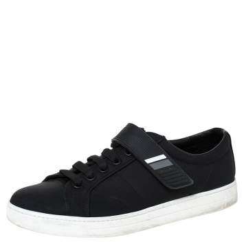 Pre Owned Prada Sport Black Fabric And Rubber Lace Up And Velcro Sneakers Size 41.5