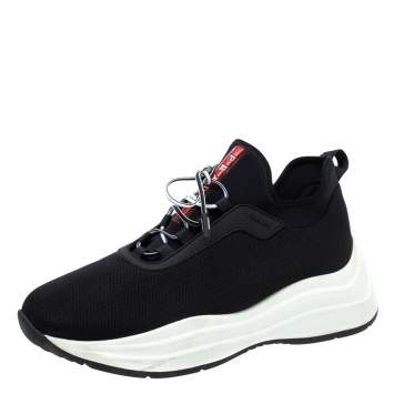Pre Owned Prada Sport Black Knit Fabric Athletic Sneakers Size 40.5 
