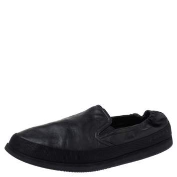 Pre Owned Prada Sports Black Leather Scrunch Slip On Sneakers Size 42