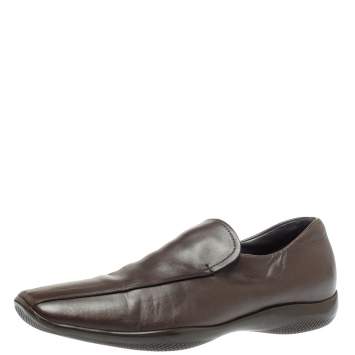 Prada Sports Brown Leather Slip On Loafers Size 42.5