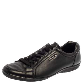 Pre Owned Prada Sport Black Leather Low Top Sneakers Size 39