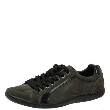 Pre Owned Prada Sport Green Suede Lace Up Sneakers Size 41.5
