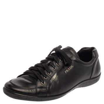 Pre Owned Prada Sport Black Leather Low Top Sneakers Size 41