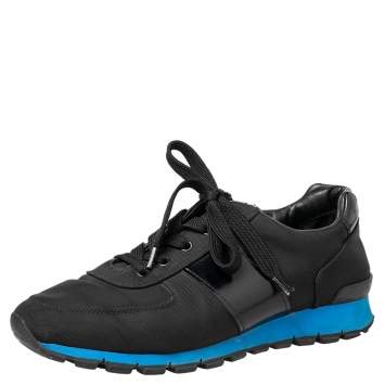 Pre Owned Prada Sport Black Canvas And Leather Low Top Sneakers Size 42