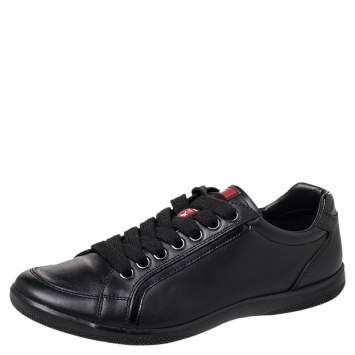 Pre Owned Prada Sport Black Leather Low Top Sneakers Size 40