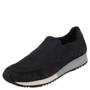 Pre Owned Prada Sport Black Suede And Nylon Slip On Sneakers Size 40