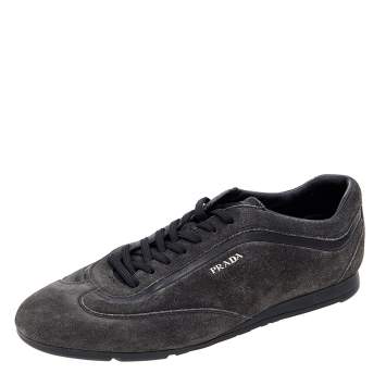 Pre Owned Prada Sport Grey/Black Suede and Leather Low Top Sneakers Size 42.5 