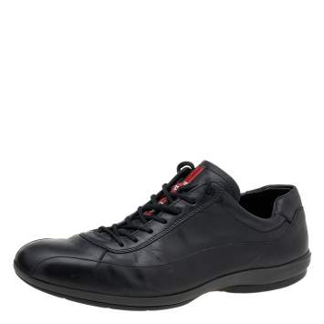 Pre Owned Prada Sport Black Leather Low Top Sneakers Size 43