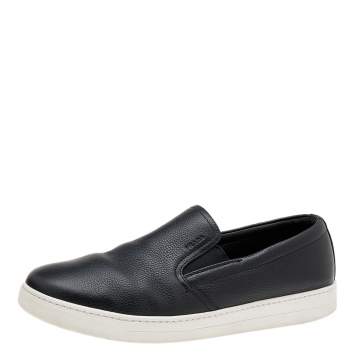 Pre Owned Prada Sport Black Leather Slip On Sneakers Size 42.5