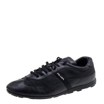 Pre Owned Prada Sport Black Leather And Nylon Low Top Sneakers Size 44