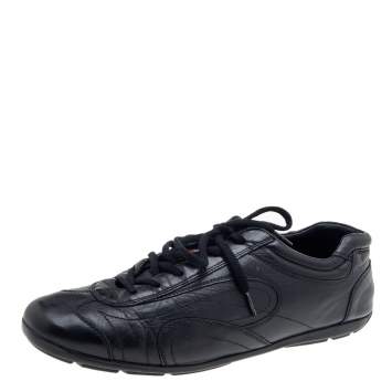 Pre Owned Prada Sport Black Leather Low Top Sneakers Size 43.5