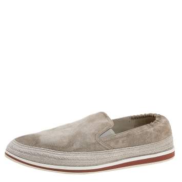 Pre Owned Prada Sport Grey Suede Espadrille Slip On Sneakers Size 42