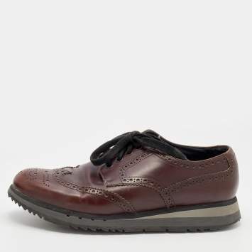 Pre Owned Prada Sport Brown Leather Brogue-Derby Size 41
