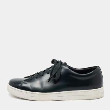 Pre Owned Prada Sport Dark Green Leather Low Top Sneakers Size 42