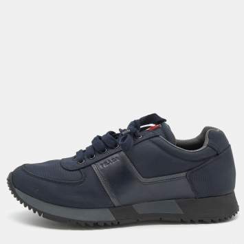 Pre Owned Prada Sport Navy Blue Nylon And Leather Low Top Sneakers Size 41