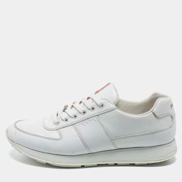 مملوكة مسبقًا Prada Sport White Leather Low-Top Sneakers Size 43.5