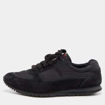 Pre Owned Prada Sport Black Suede and Nylon Low Top Sneakers Size 41