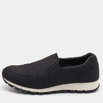 Pre Owned Prada Sport Black Canvas Slip On Sneakers Size 41.5