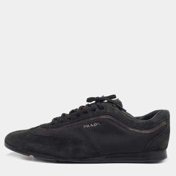 Pre Owned Prada Sport Black Suede and Nylon Low Top Sneakers Size 43.5