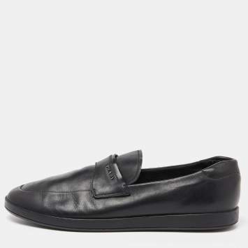 Pre Owned Prada Sport Black Leather Slip On Loafers Size 43