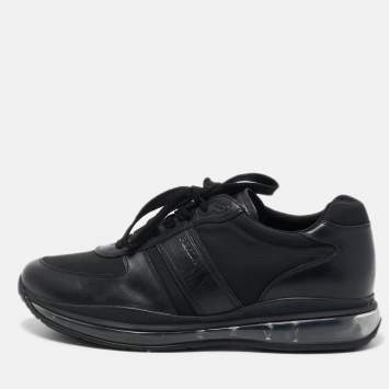 Pre Owned Prada Sport Black Leather and Mesh Low Top Sneakers Size 45