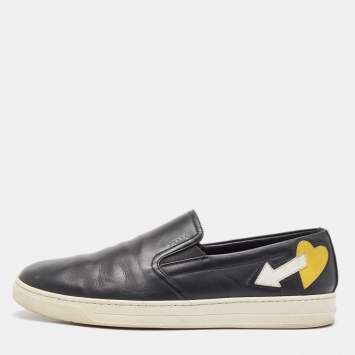 Pre Owned Prada Sport Black Leather Slip On Sneakers Size 42.5