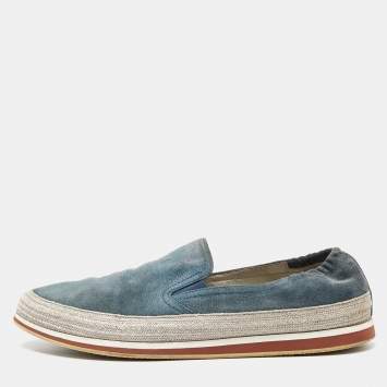 Pre Owned Prada Sport Blue Suede Slip On Sneakers Size 42