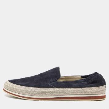 Pre Owned Prada Sport Blue Suede Espadrille Slip On Sneakers Size 40