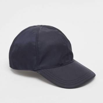 Pre Owned Prada Navy Blue Nylon Logo Detail Cap L