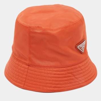 Pre Owned Prada Orange Re-Nylon Bucket Hat M