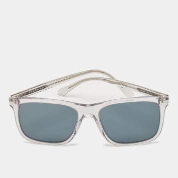 Pre Owned Prada Grey Mirrored SPR 18W Square Sunglasses