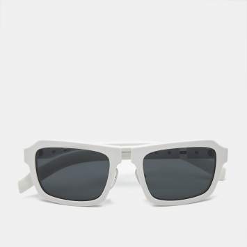 Prada White/Black SPR 09X Rectangle Sunglasses