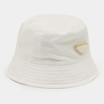 Pre Owned Prada White Re-Nylon Bucket Hat S