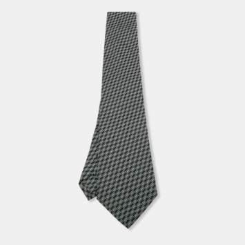 Pre Owned Prada Black Check Pattern Silk Tie