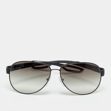 Pre Owned نظارة شمسية برادا أفياتور لينا روزا SPS53P بولرايزد متدرجة سوداء/ فضية