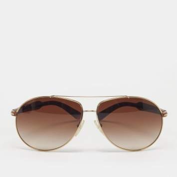 Pre Owned Prada Brown Gradient SPR 50NA Aviator Sunglasses 