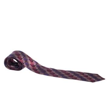 Pre Owned Prada Multicolor Geometric Pattern Silk Jacquard Classic Tie 