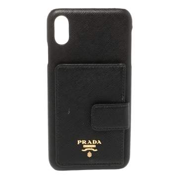 Pre Owned Prada Black Leather Iphone Xs Max Phone Case