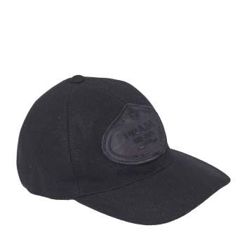Pre Owned Prada Black Wool Logo Baseball Cap M