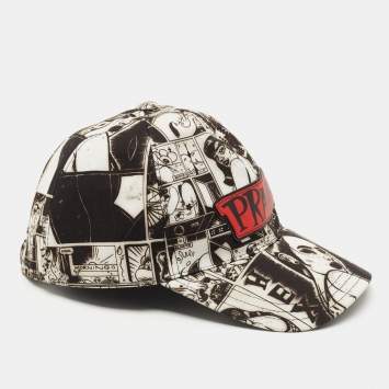 Pre Owned Prada Monochrome Cotton Comic Print Cap S