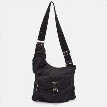 Pre Owned Prada Black Nylon Pocket Crossbody Bag