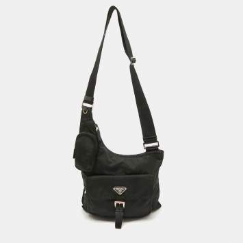Pre Owned Prada Black Nylon Pocket Crossbody Bag