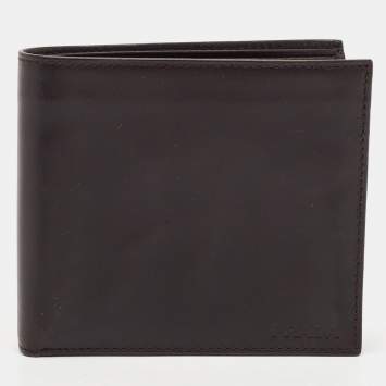 Prada Dark Brown Vitello Sport Leather Bifold Wallet