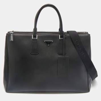 Prada Black Saffiano Lux Leather Galleria Tote