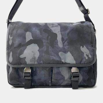 Prada Navy/Black Nylon and Leather Messenger Bag